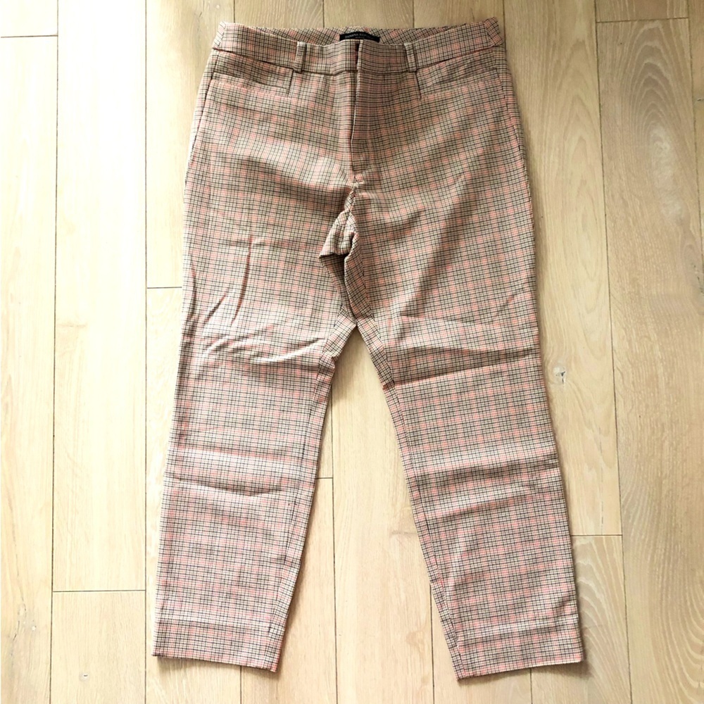 Banana Republic Sloan Houndstooth Cropped Pants in Beige & Orange Size 10S